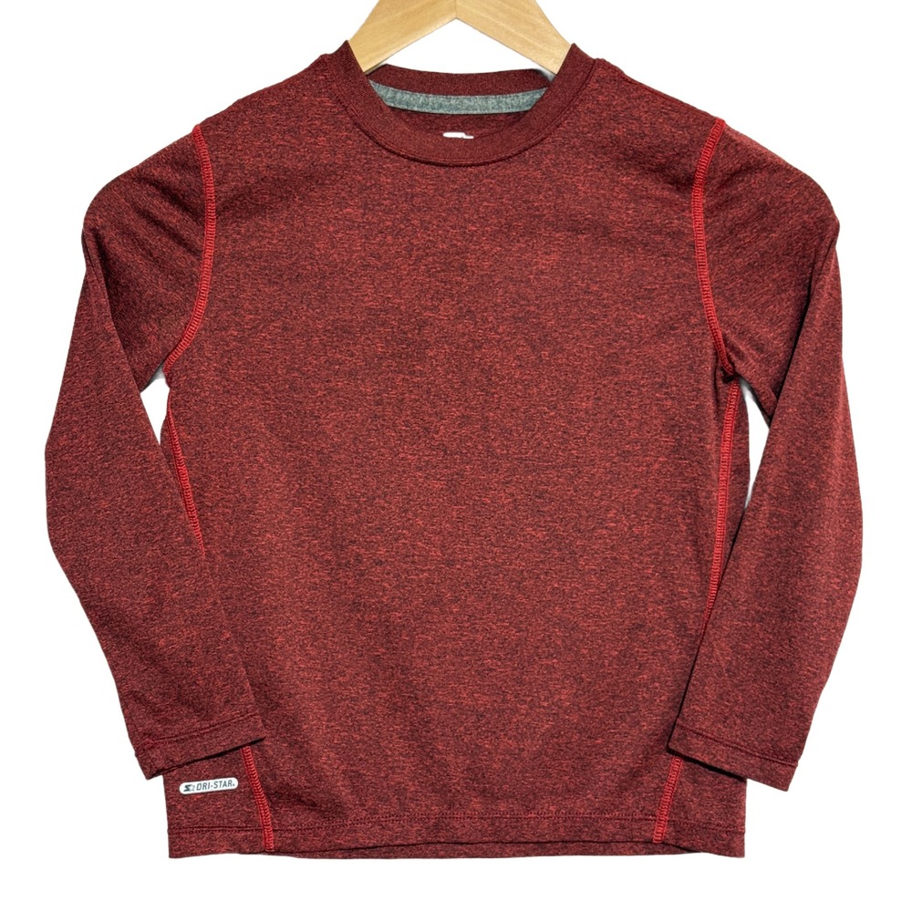 Starter DRI-STAR Long Sleeve Athletic Shirt Boys S CH 6-7 Red Heathered‎